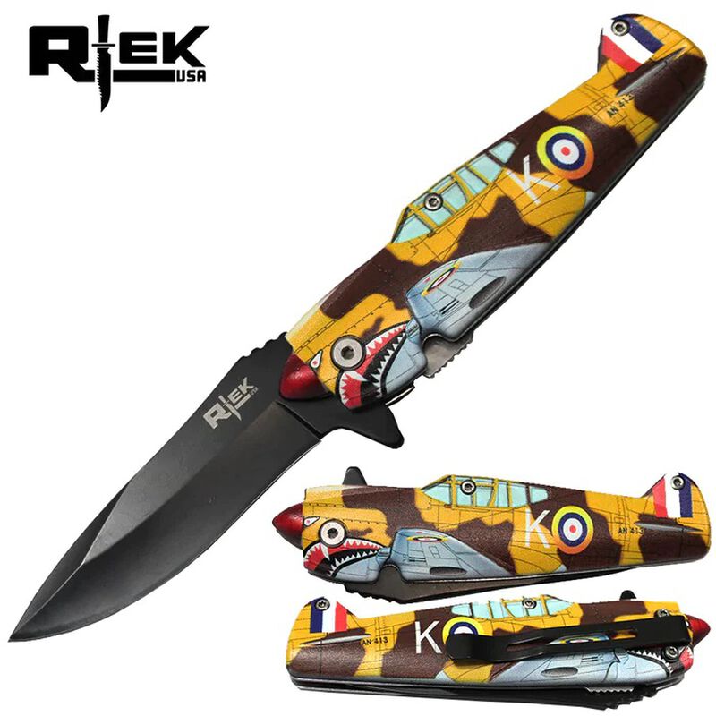 4.5" RTEK Fighter Plane Handle Assist-Open Folding Knife | Yellow, , large image number 0